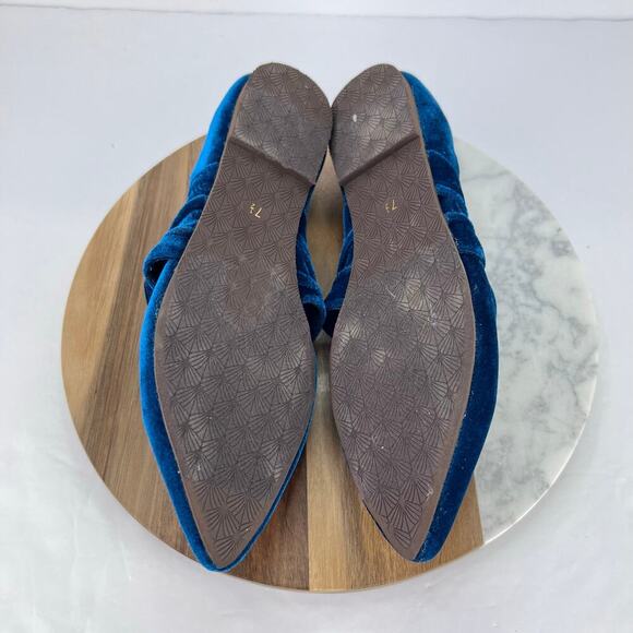 EUC SEYCHELLES Anthropologie Clara Teal Velvet Bow Pointed Ballet Flats 7.5 - Picture 10 of 10